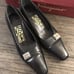 [Salvatore Ferragamo] Authenticated Black Leather Kitten Heel Pumps Women’s 5.0