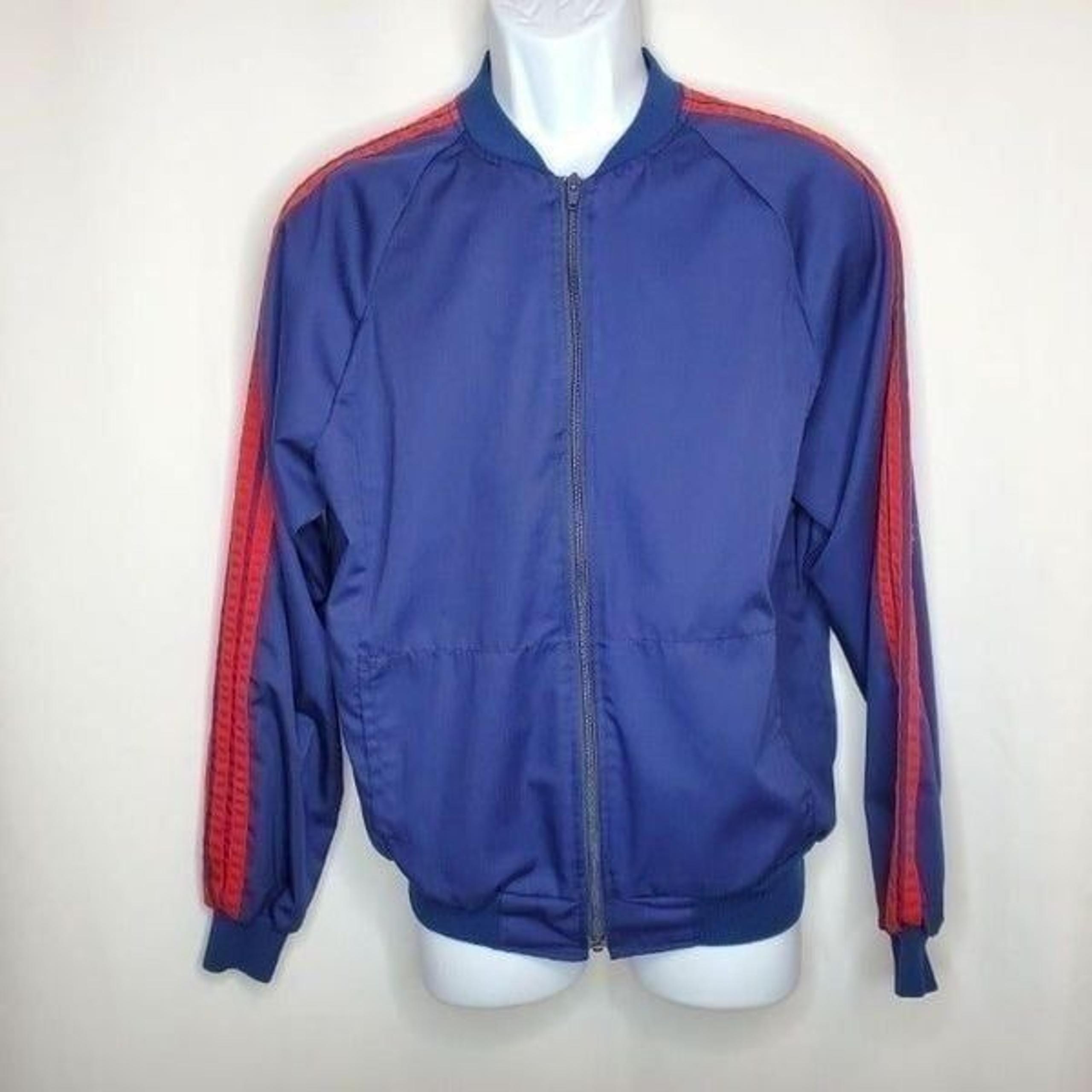 Vintage Volleys Volleyball Athletic Track Jacket Blue Red Arm Stripes M