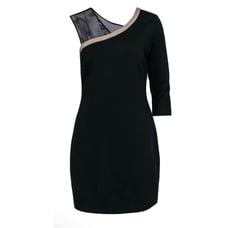 Jay Godfrey One Shoulder Sheath Dress Fishnet Strap Black