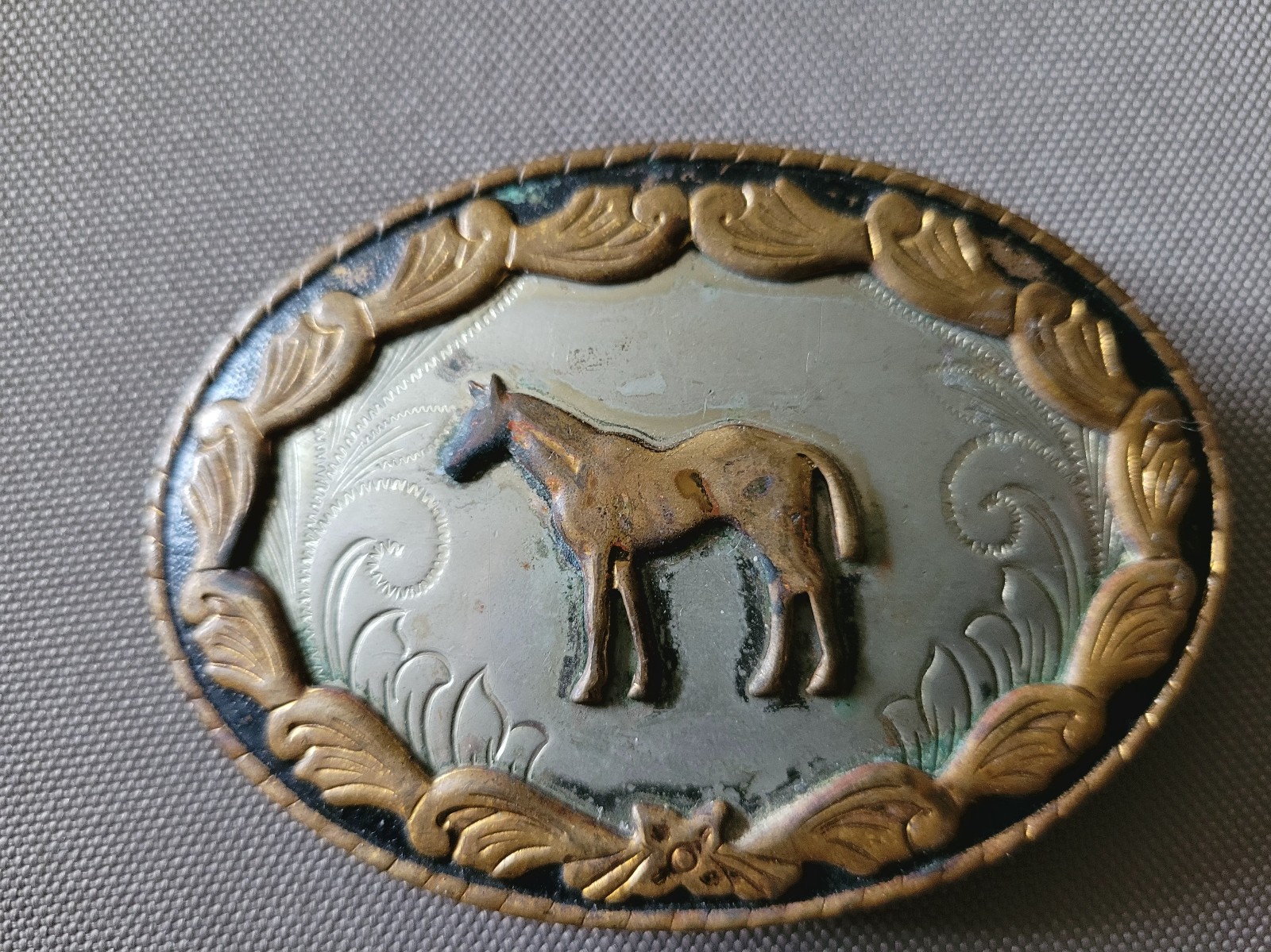 Vintage Horse Belt Buckle Made From German Silver