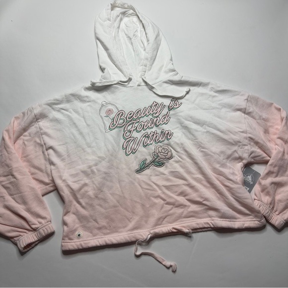Beauty Is Found Within XL Women's Disney Crop Sweatshirt Ombre Belle Pink NEW
