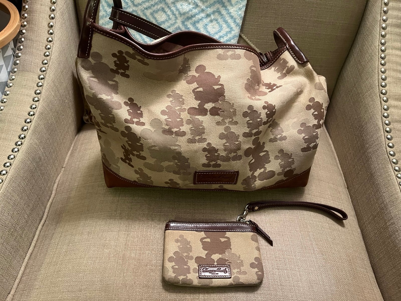 Disney Dooney tonal print satchel and wrislet