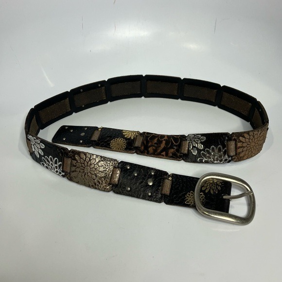 Genuine Leather patchwork belt metallic size medium