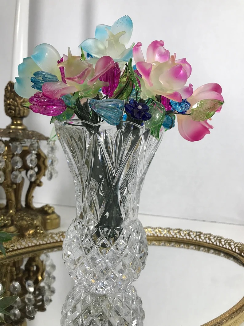 Vintage Glass Flowers - Fine Artisan Crafted Glass Flowers in Vases