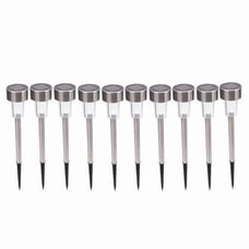 10pcs High Brightness Solar Power LED Lawn Lamps with Lampshades White & Silver