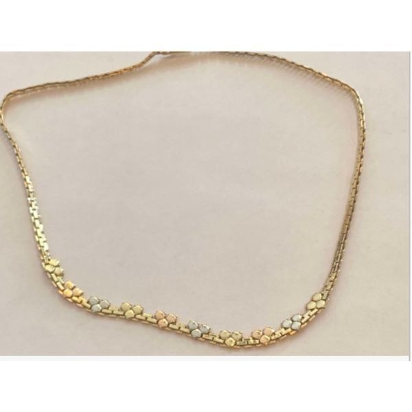 14k tri color gold heart necklace