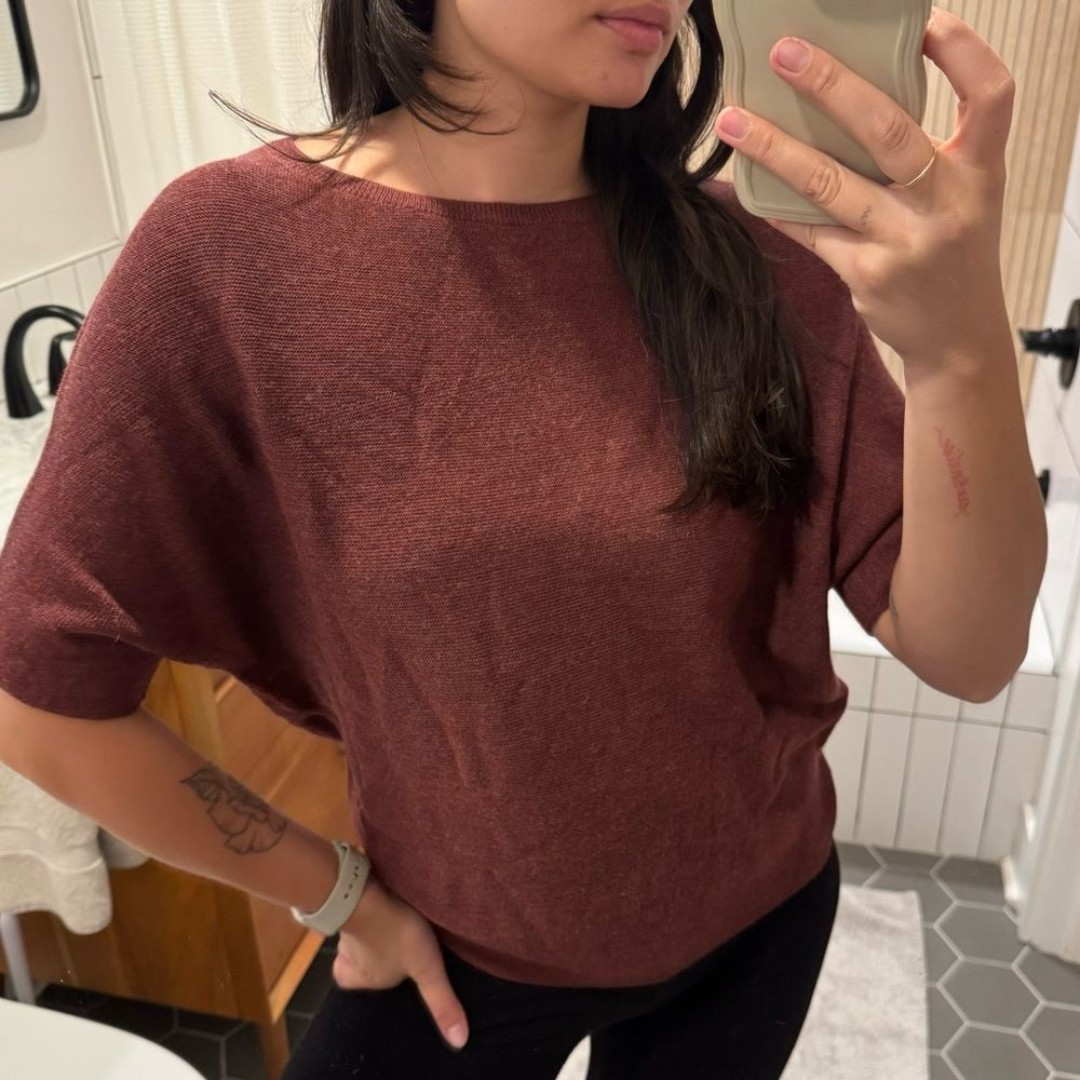 The Reset R Label Maroon Wool Short Sleeve Dolman Sweater S