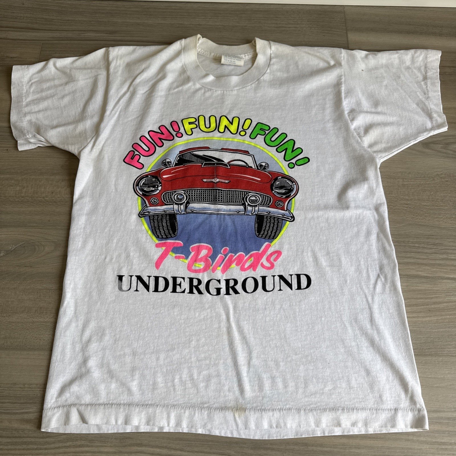 Vintage Thunderbird Car T SHIRT T-birds Underground Sz L Fits SM Single Stitch