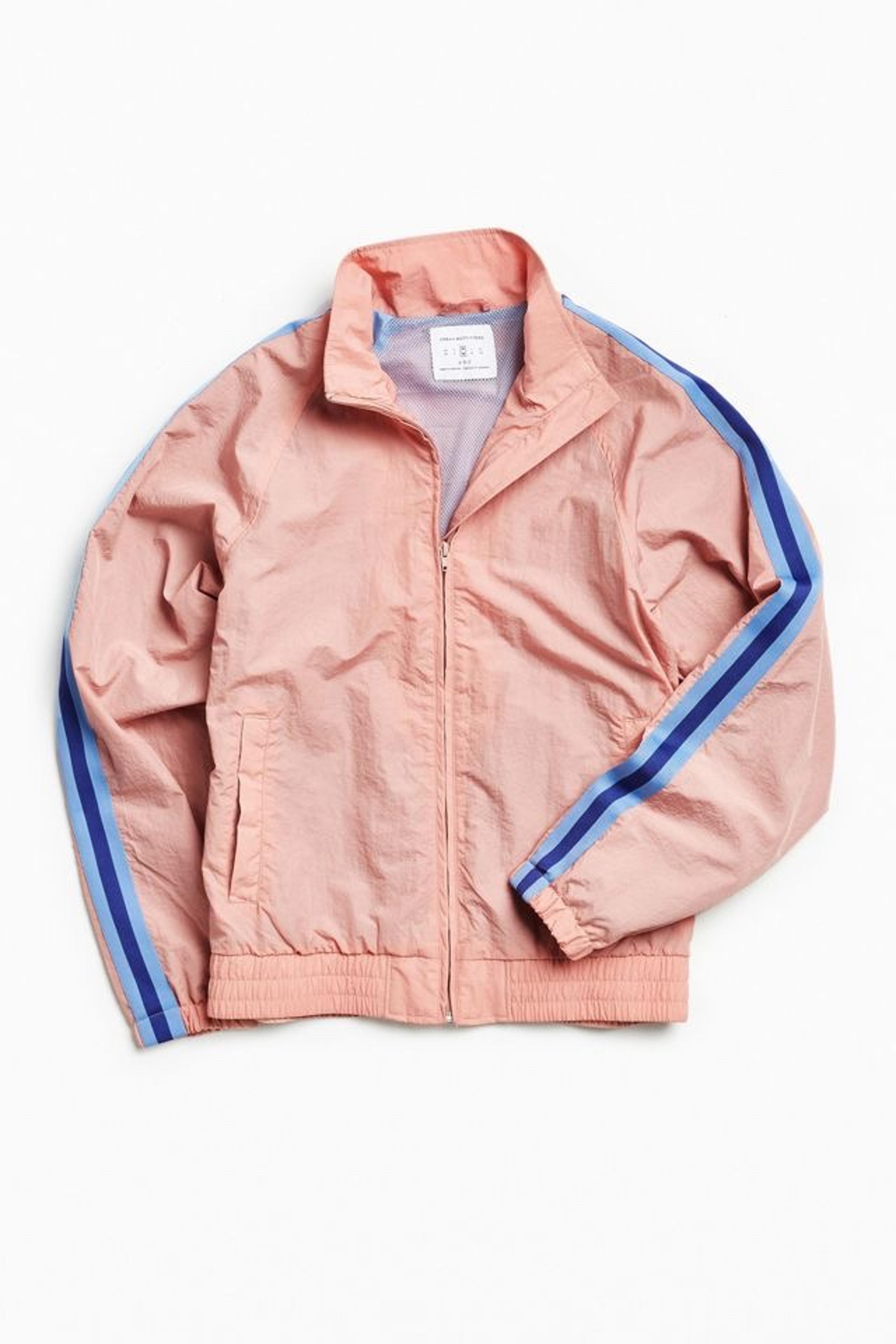 ***Urban Outfitters UO Pink Side Stripe Blue Windbreaker Jacket Mens Medium****