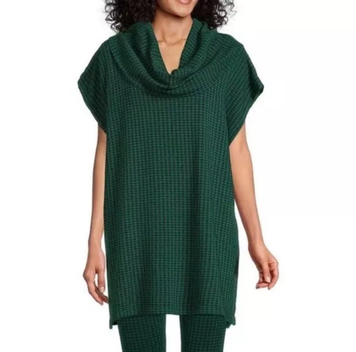 Women’s Bryn Walker Pike Poncho Tunic Inlet Green Houndstooth Pullover Small