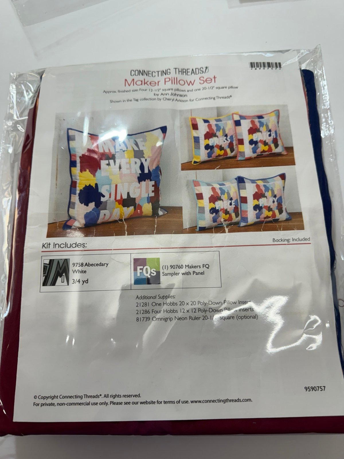 Connecting Threads 5 Maker Pillow Fabric Kit Set *Read for Sizes*