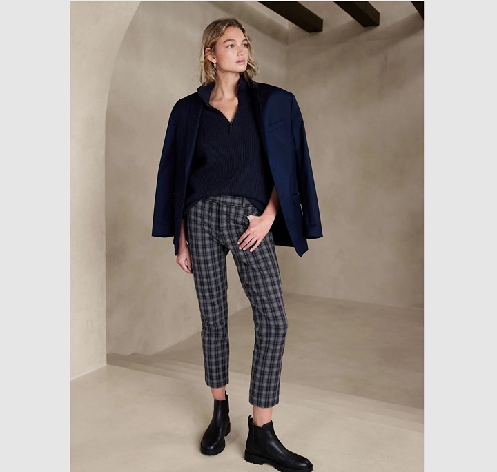Banana Republic Sloan Slim Pant Blue Plaid Sz 34/18