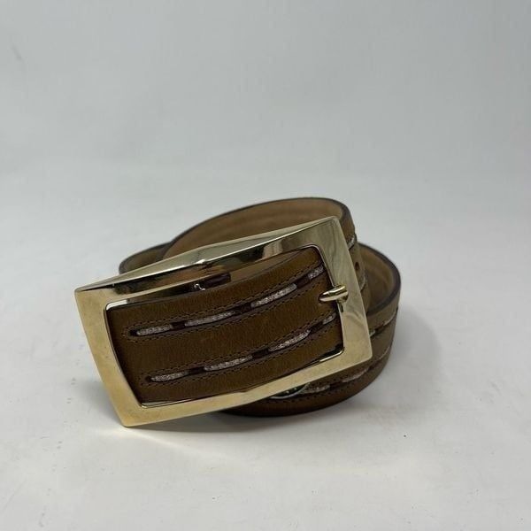 Streets Ahead Leather belt with large Brass Buckle Made in Italy