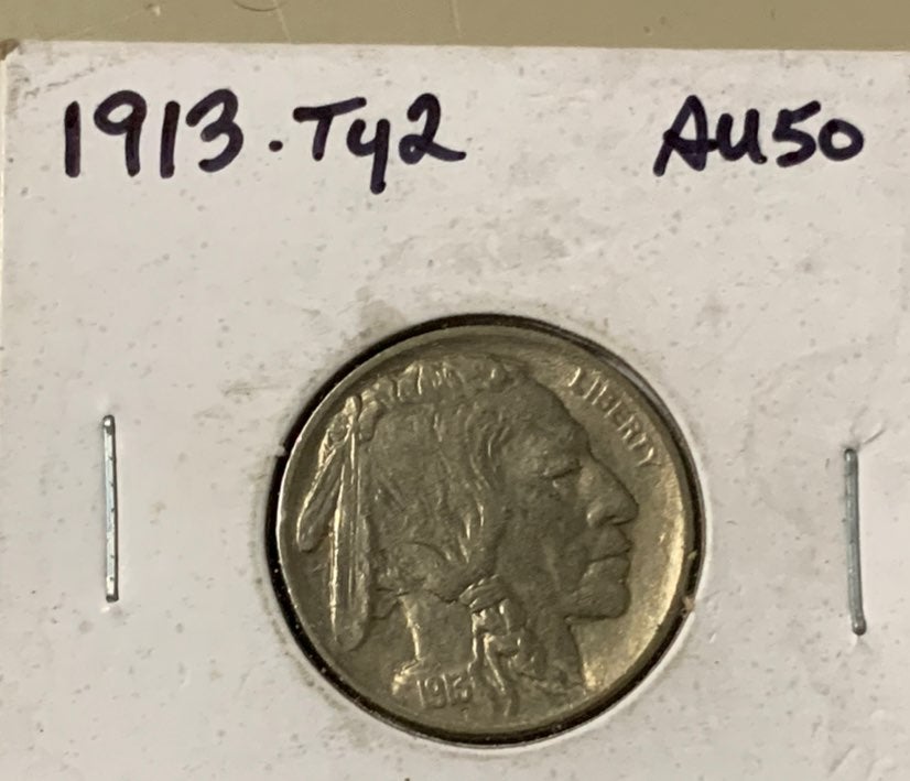 1913 Type 2 Buffalo Nickel with Mint Error‼️ Condition AU-50‼️