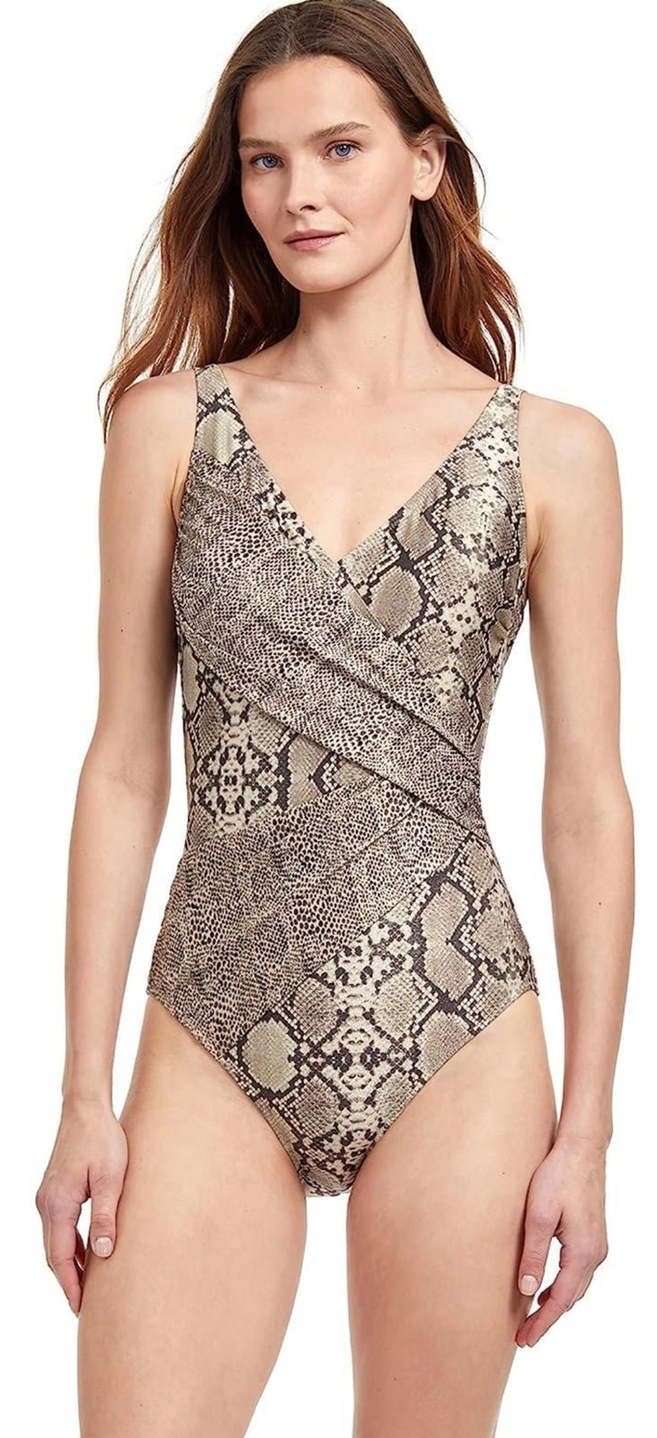Gottex Women's Standard Python Surplice One Piece Nathing Suit swimming Sz 14