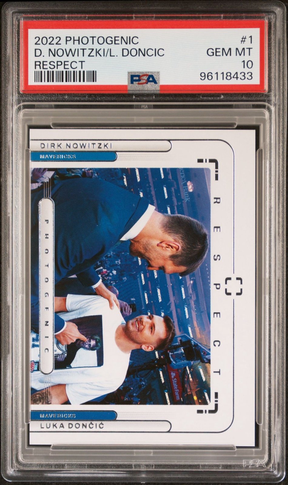 Luka Doncic PHOTOGENIC Dirk Nowitzki 2022 Panini Photogenic RESPECT PSA 10