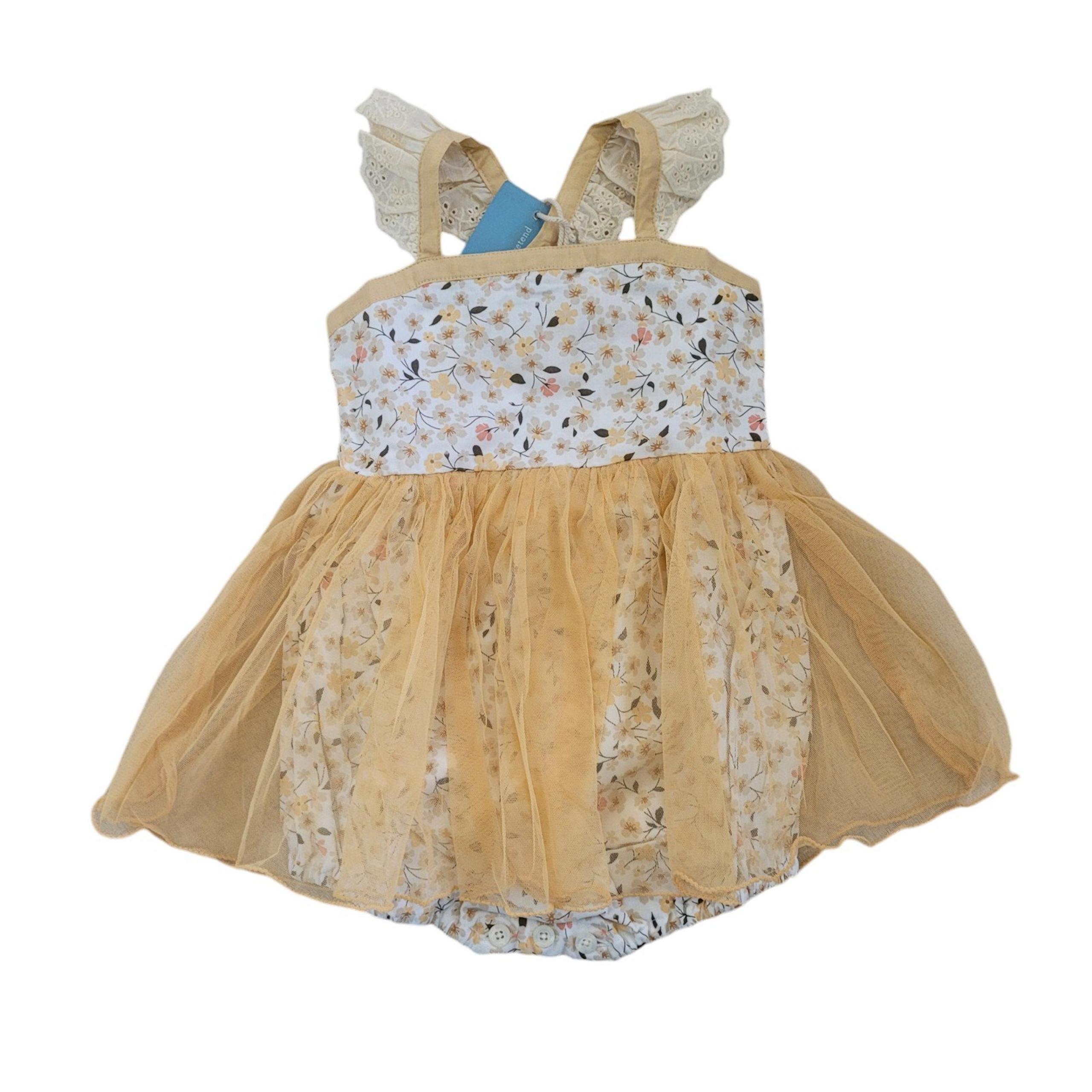 Wildling Golden Floral Fairy Skirted Romper