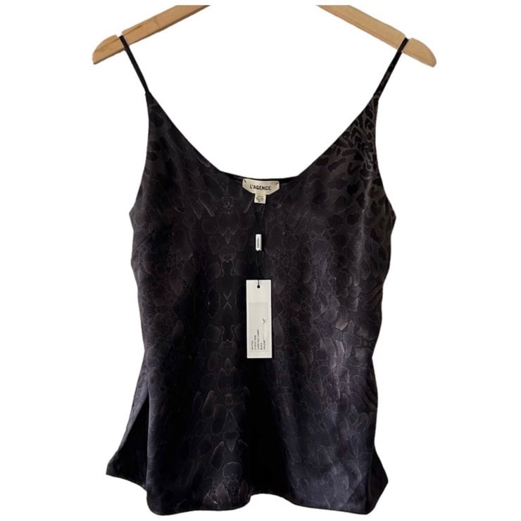 NWT L’AGENCE Black Python Print Jane Silk Cami Top Extra Small