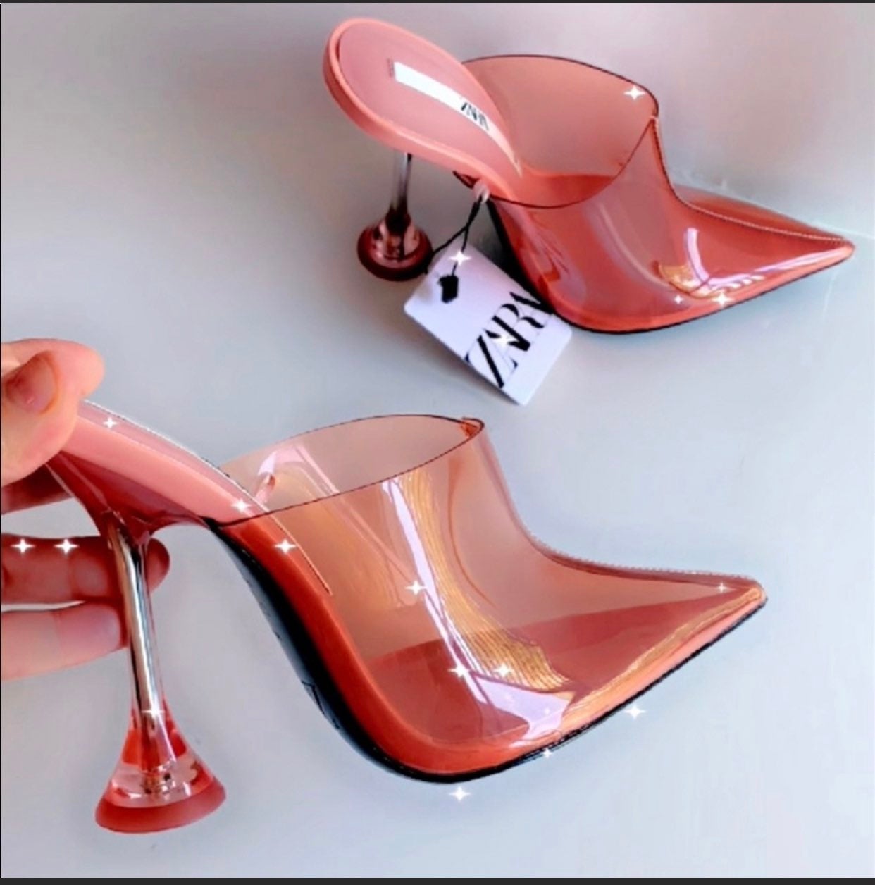 ZARA Vynil transparent Mules