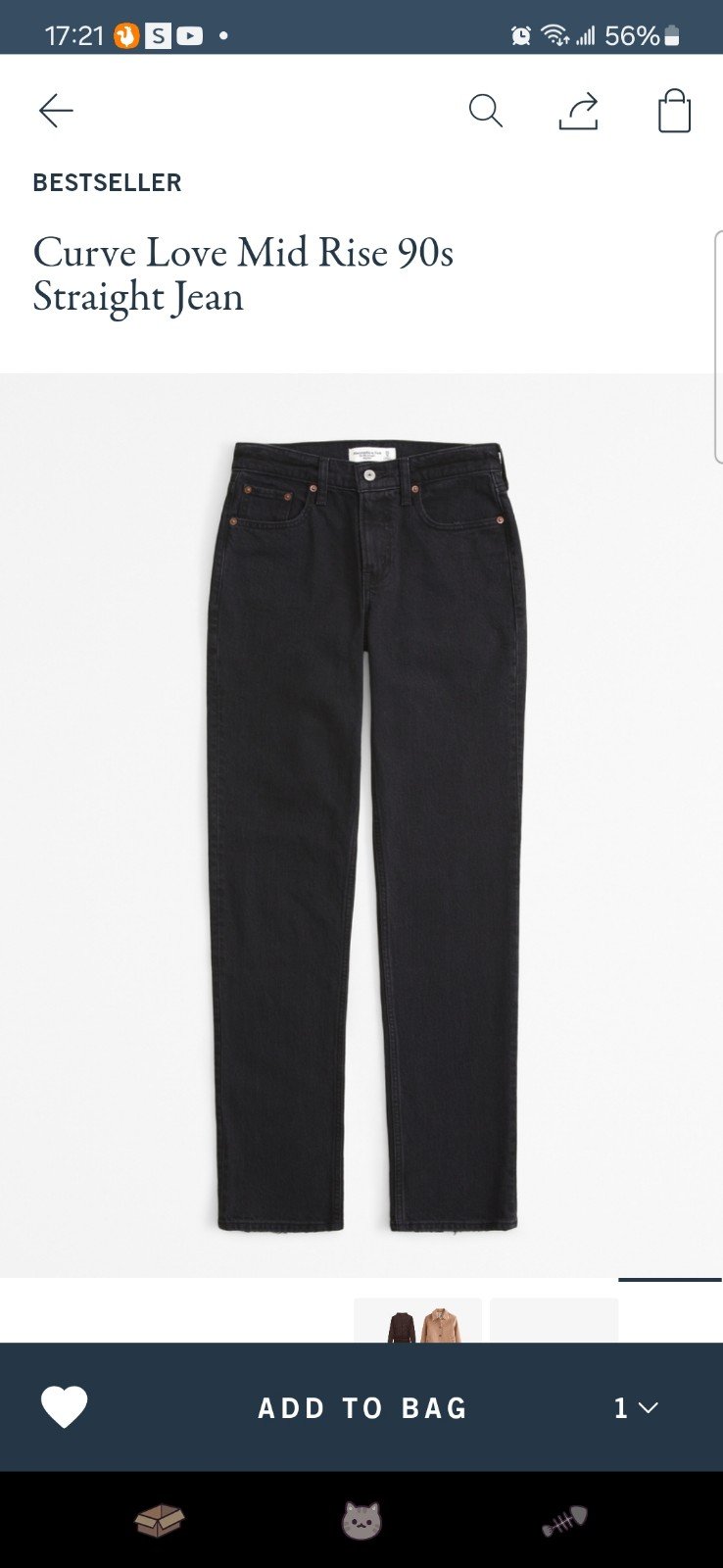 Abercrombie Curve Love 90s mid rise straight jeans black