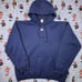 Vintage Thrashed Adidas Mens Middle Logo Pullover Hoodie Size XXL Navy