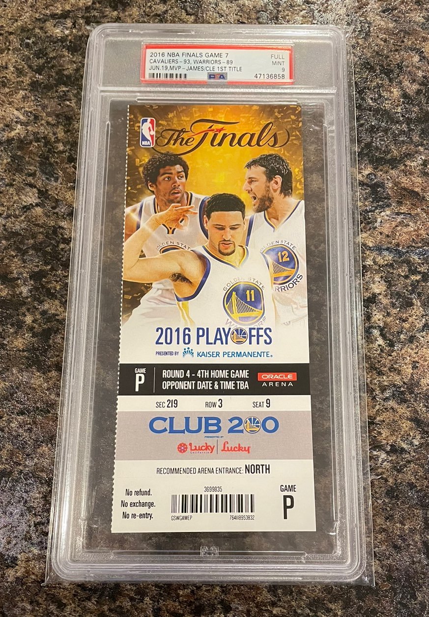 2016 NBA Finals Game 7 FULL TICKET Cavaliers LeBron James The Block PSA 9 Mint