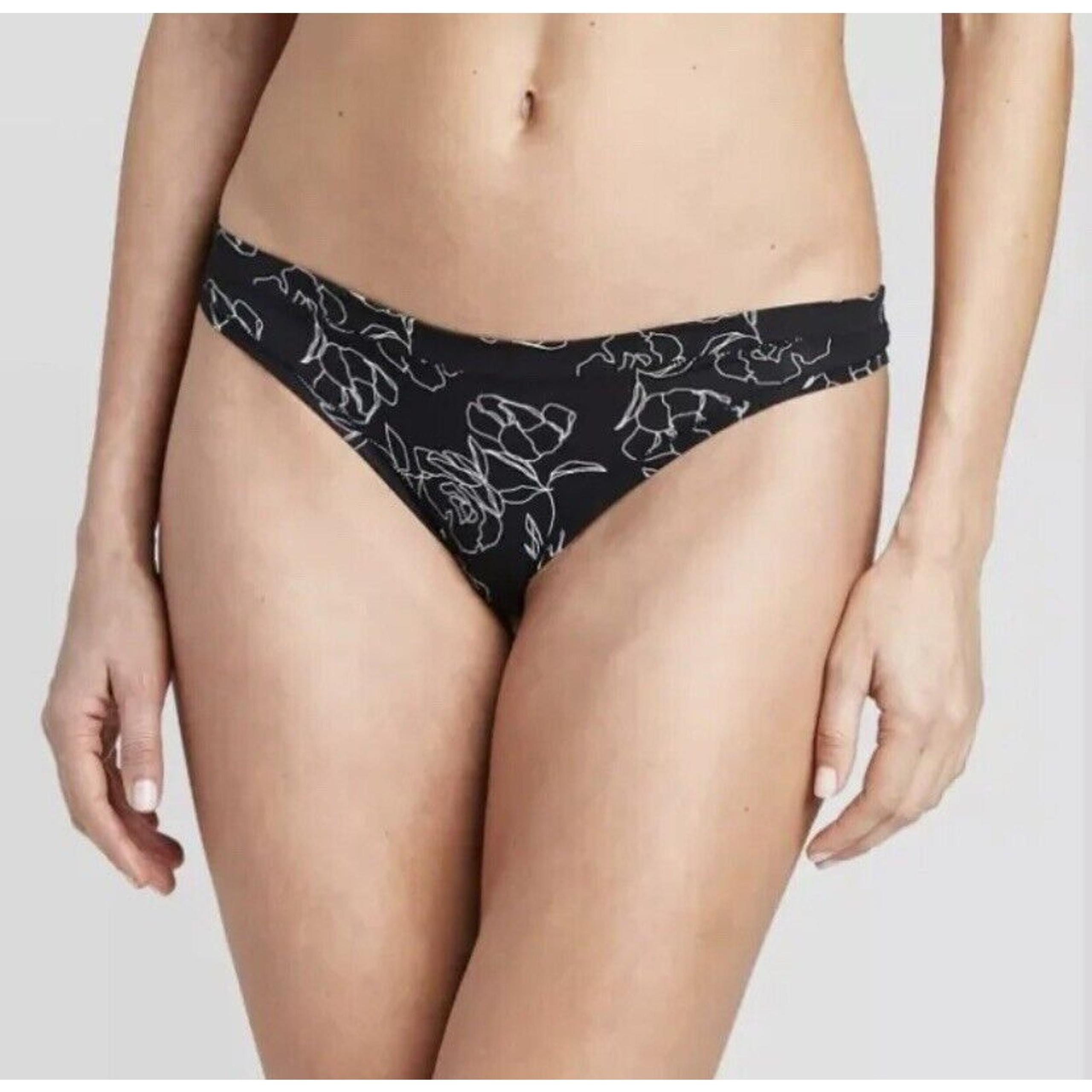3x NEW Auden Women's Thong Low rise Full Waistband Elastic Opaque Flora Size S