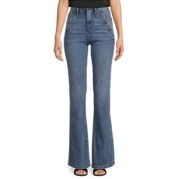 Karl Lagerfeld Flare Leg Stretch Denim Sailor Jeans Size 14