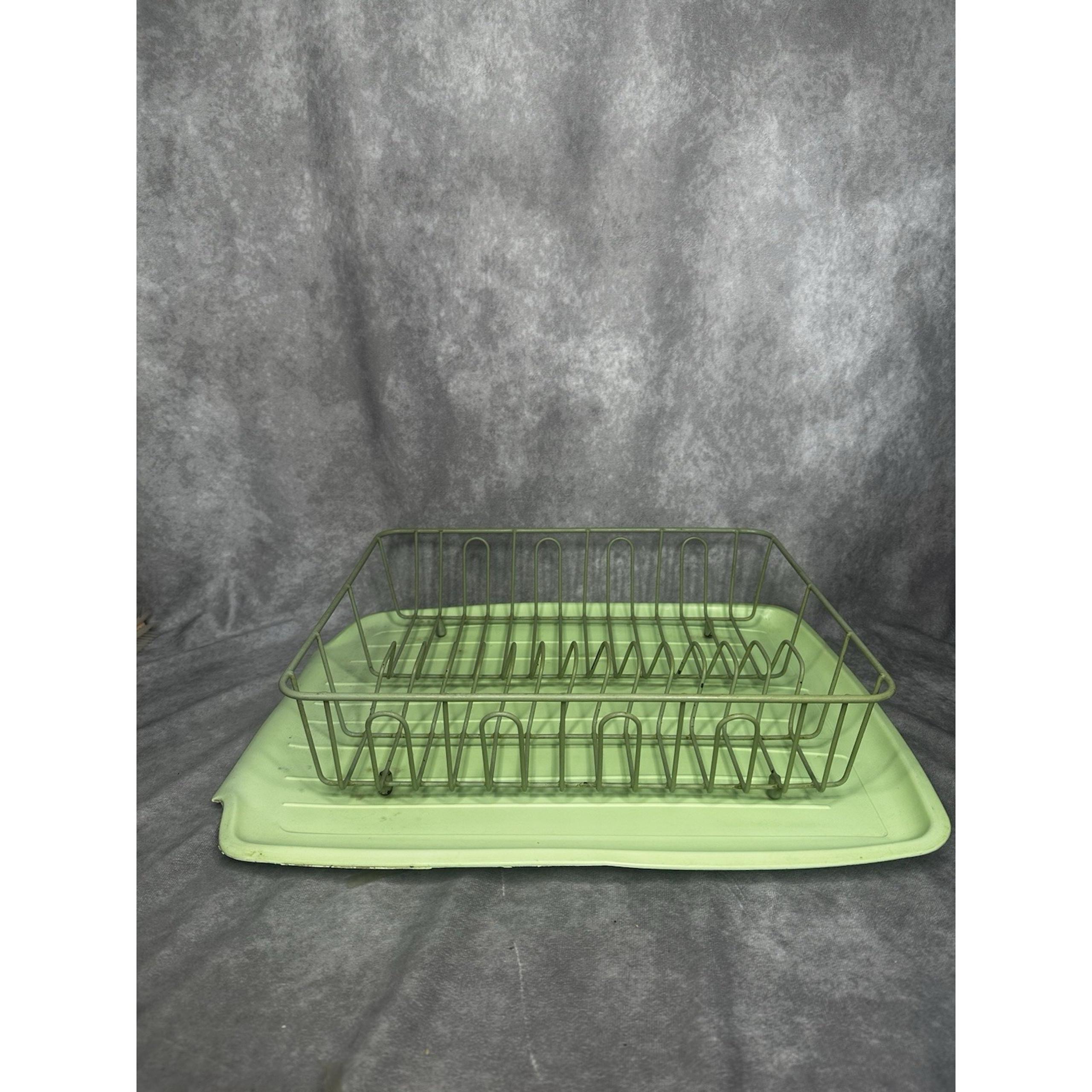 Vintage Rubbermaid Wire Dish Rack Avocado & Mint Green Set 1181-25