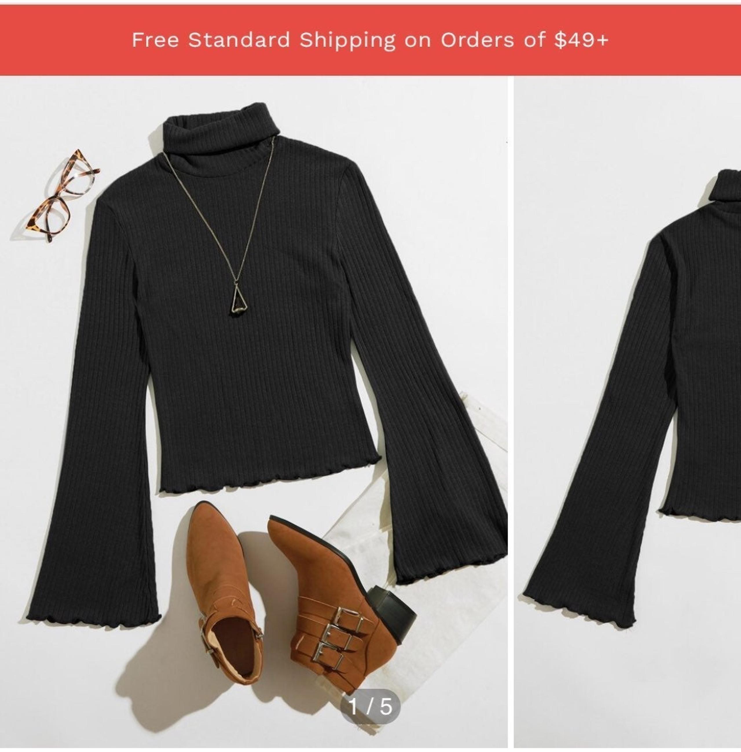 SHEIN turtle neck bell sleeve rib top