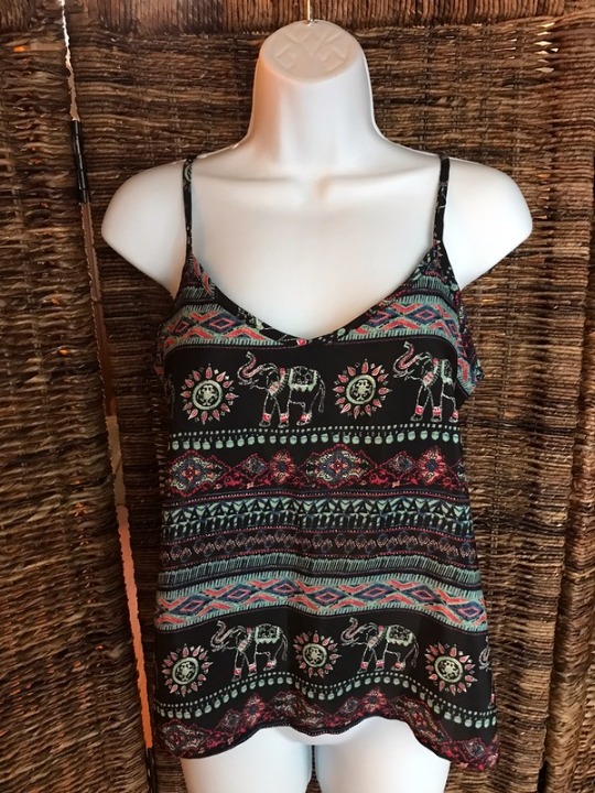 Boho print tank light silky polyester fabric