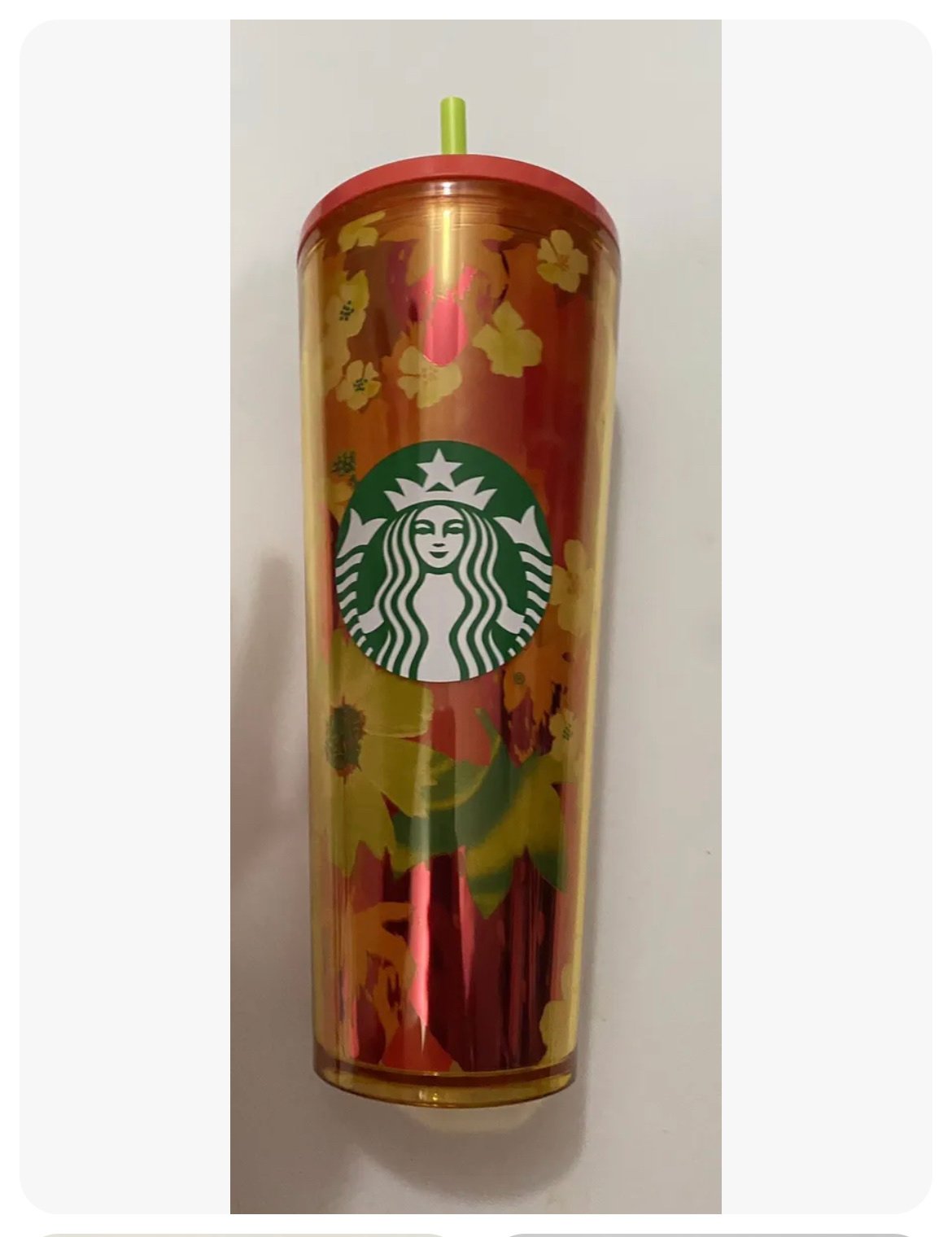 Starbucks Floral Sunflowers Strawberries Venti Cold Cup 2022 Spring 24 Oz New