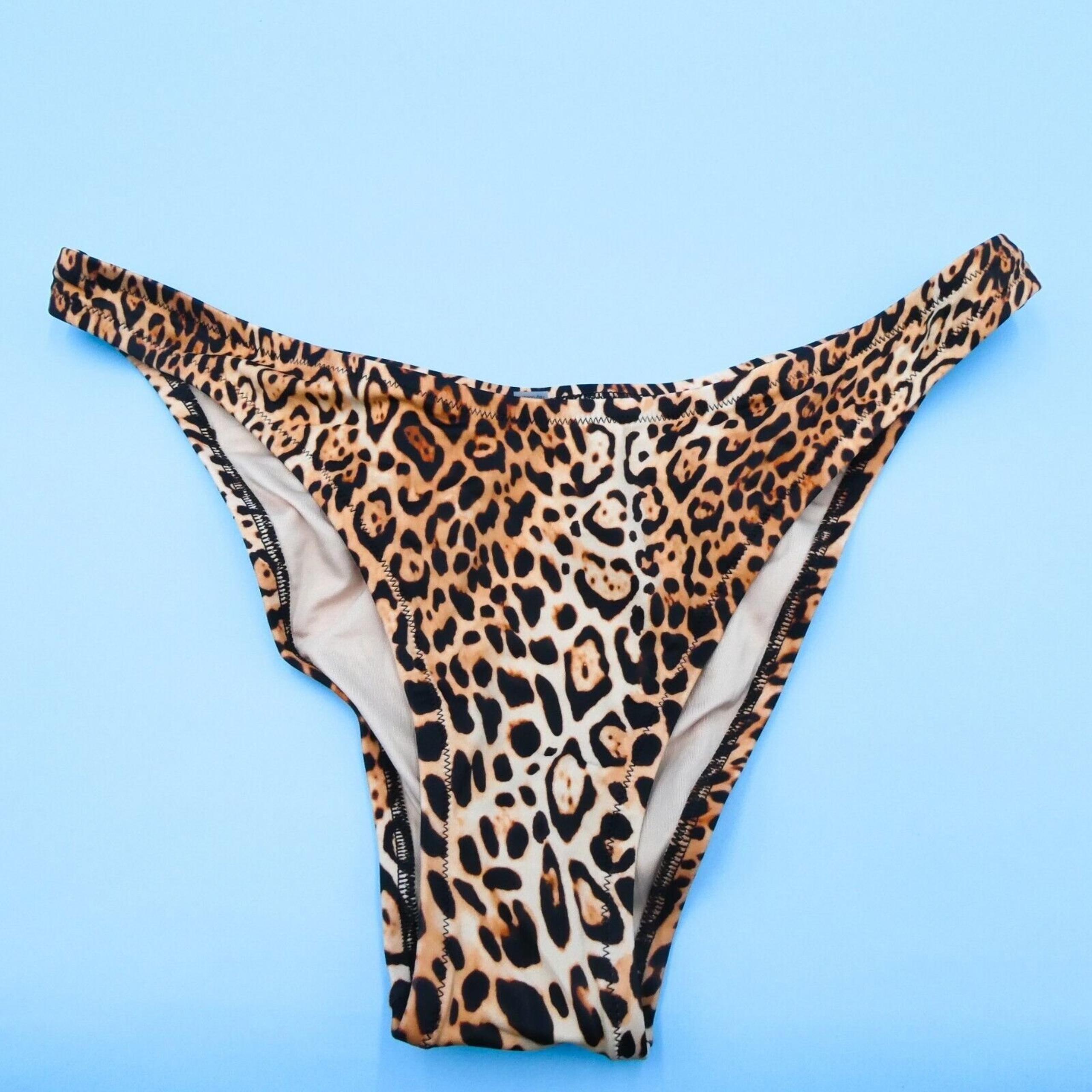 Victorias Secret Large Leopard Print Brazilian Deep Cut Bikini Bottom Swimwear