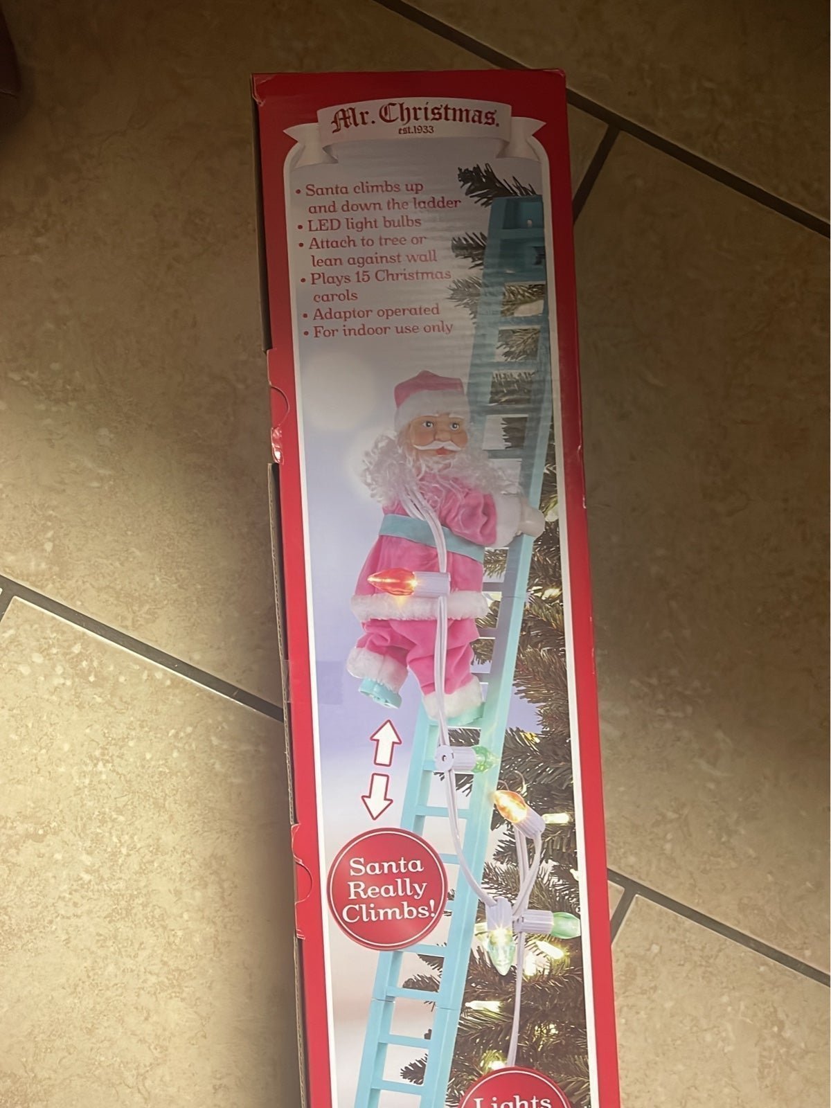 Mr. Christmas - Super Climbing Santa - 43 Tall - 15 Carols new blue