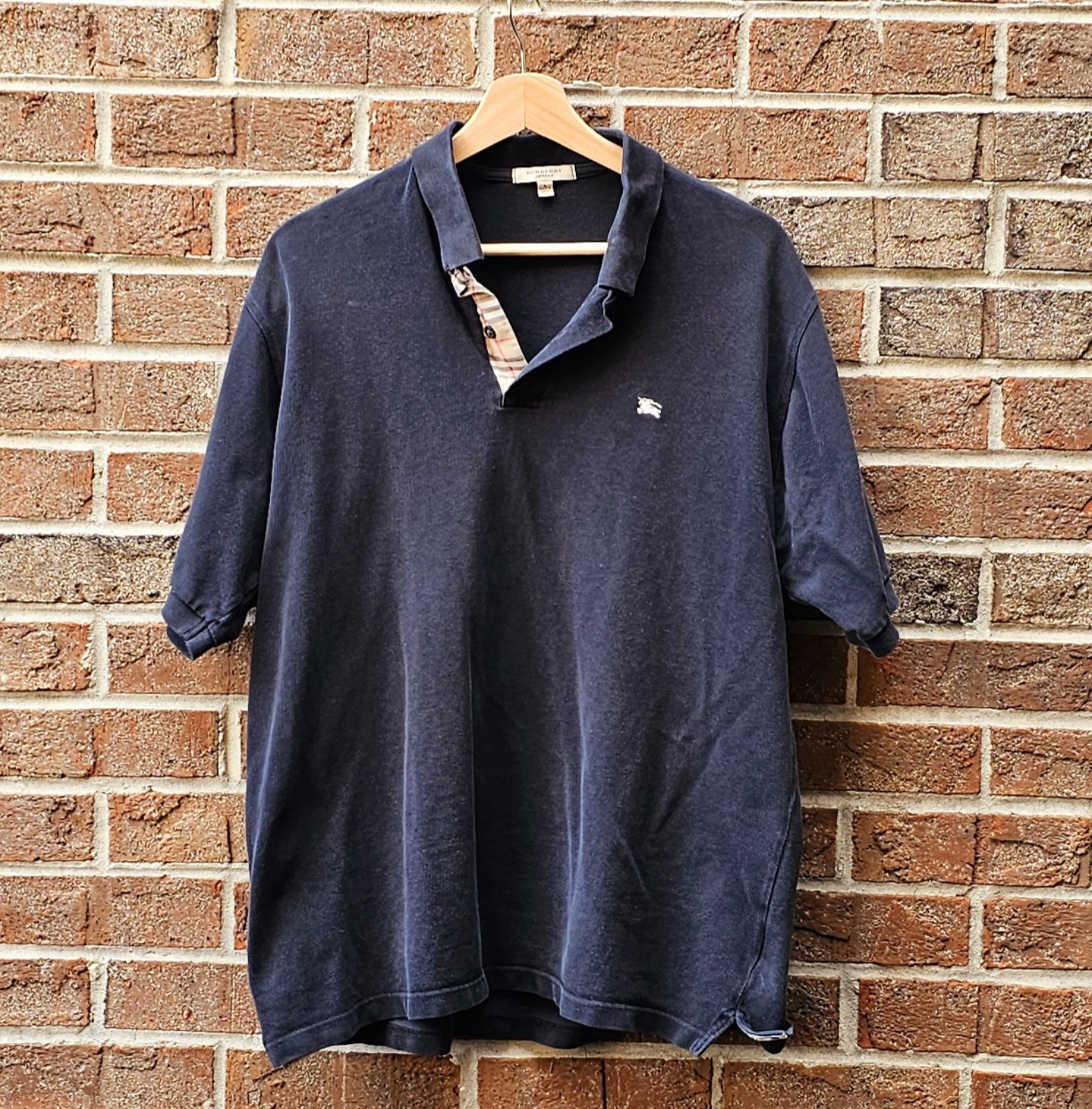 Burberry Men's Polo | Large Black, Check Pattern