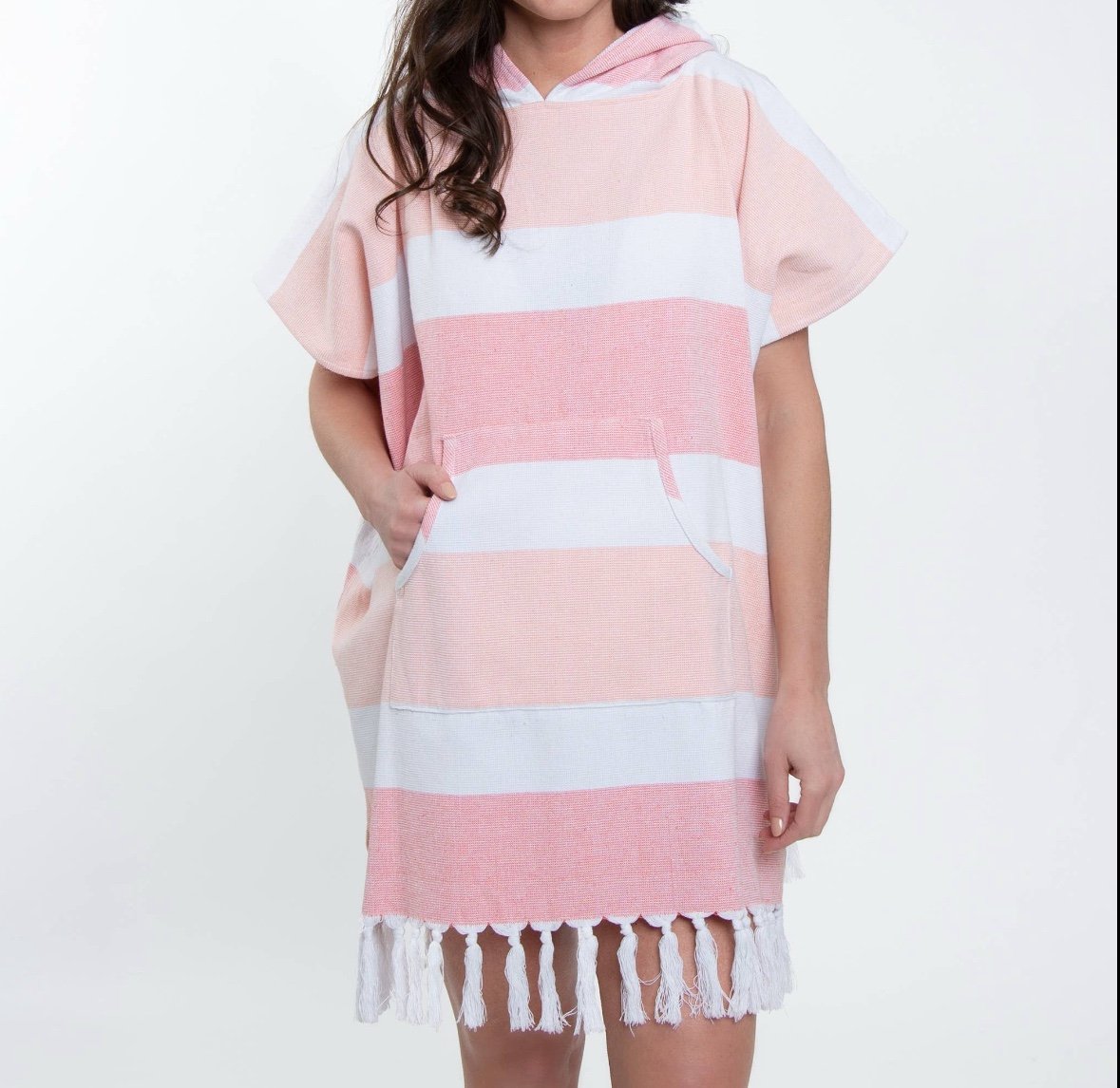 Hooded Poncho Swimsuit Cover Up in Coral, BNWT