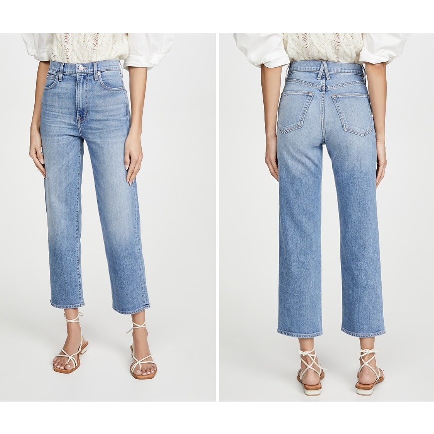 SLVRLAKE Women's size 29 London Crop Straight Leg Jeans High Rise Medium Wash