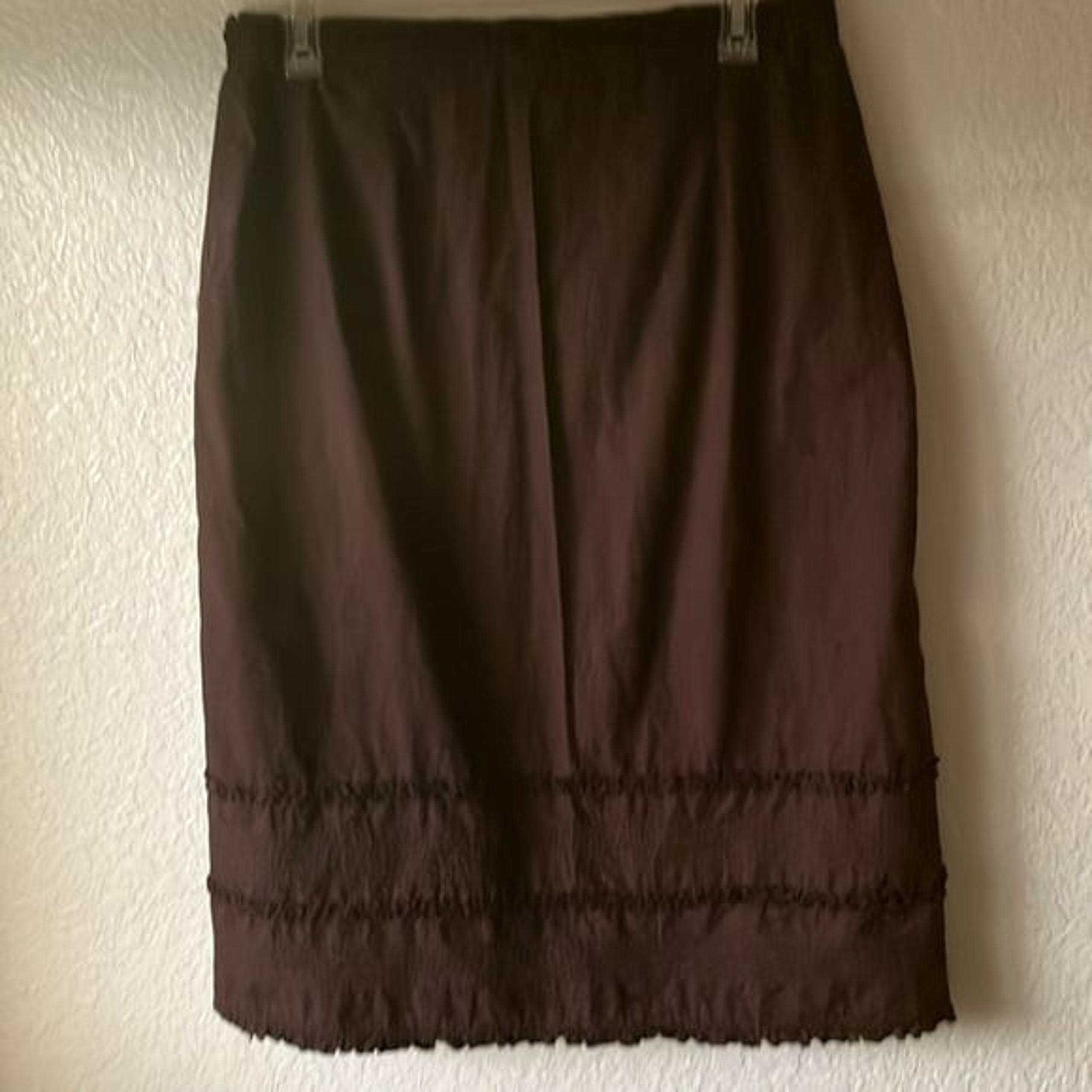 Zara 100% Cotton Brown Tiny Riffles Skirt womens 8