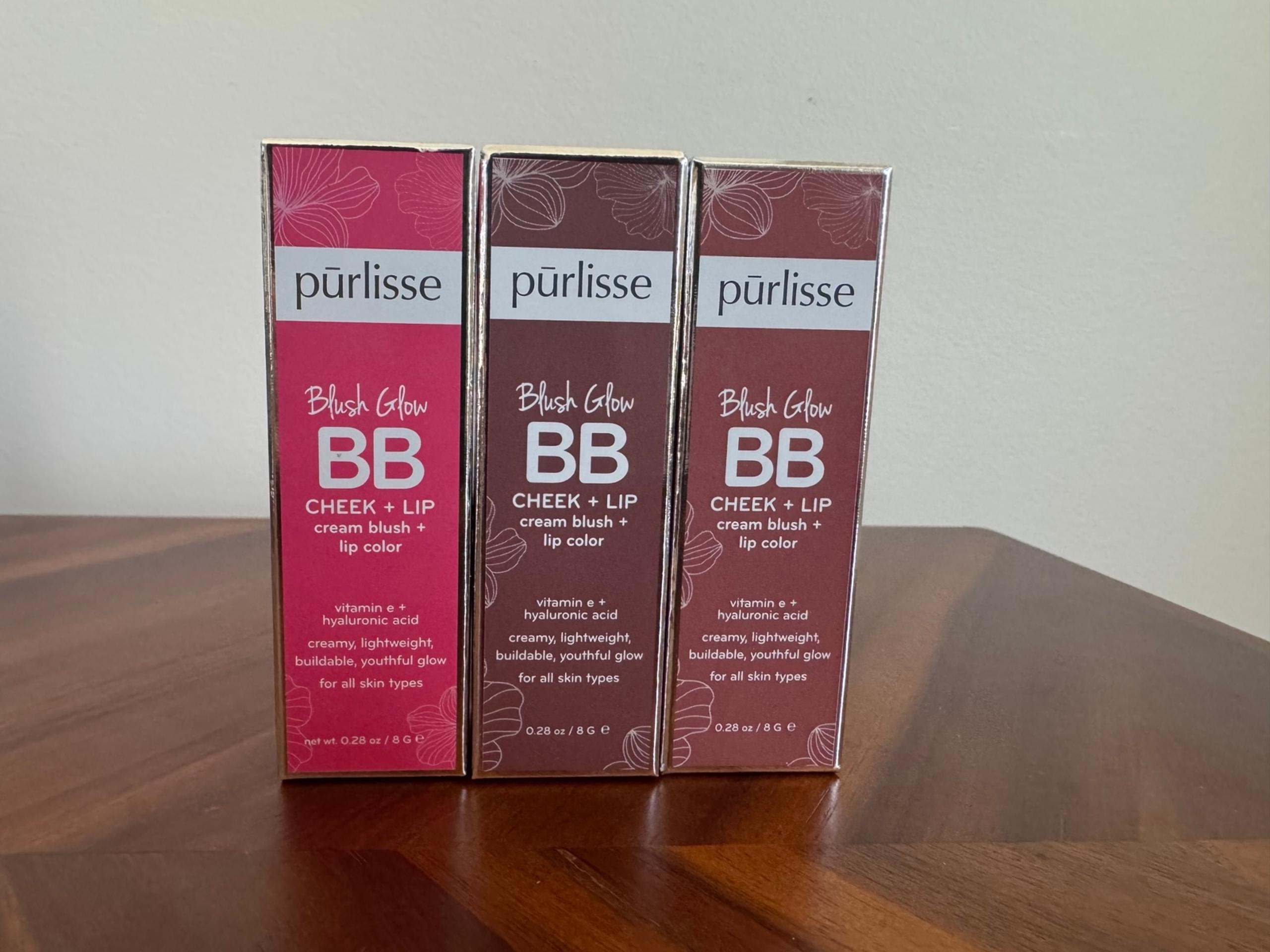NEW Purlisse Blush Glow BB Cheek + Lip Bundle of 3