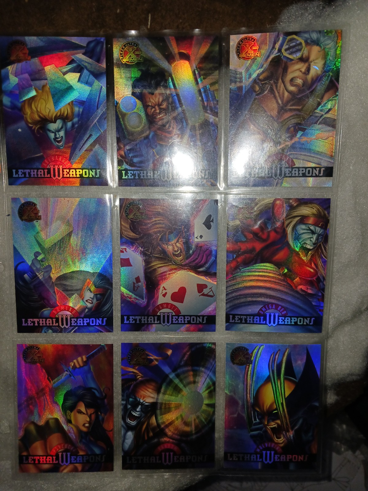 1995 Fleer Ultra X-Men Lethal Weapons complete set of 9 cards