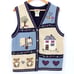 Vintage Northern Reflections Knit Vest Womens Navy Blue Embroidered Size M