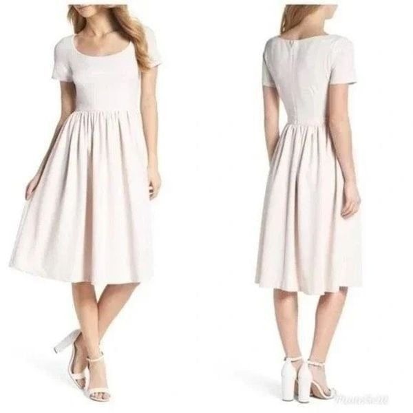 Gal Meets Glam Annie Crepe Fit and Flare Dress in Pink Size 12 NWT