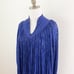 Vintage Navy Metallic Silver Long Sleeve Flowy Midi Dress w Tie Dye Accent Sz S