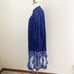 Vintage Navy Metallic Silver Long Sleeve Flowy Midi Dress w Tie Dye Accent Sz S