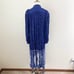 Vintage Navy Metallic Silver Long Sleeve Flowy Midi Dress w Tie Dye Accent Sz S