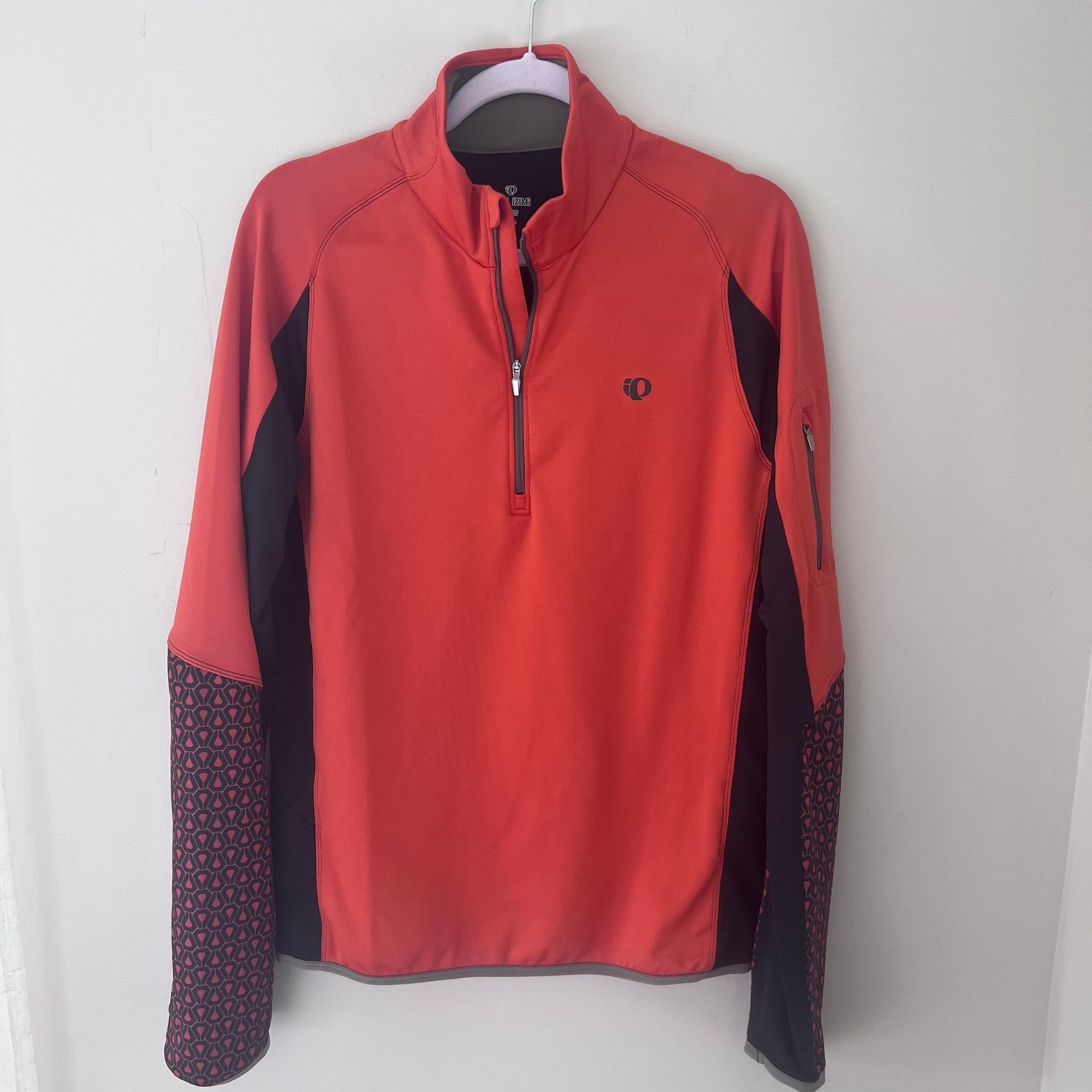 Pearl Izumi Pullover Jacket Running Activewear Half Zip Orange Black Medium