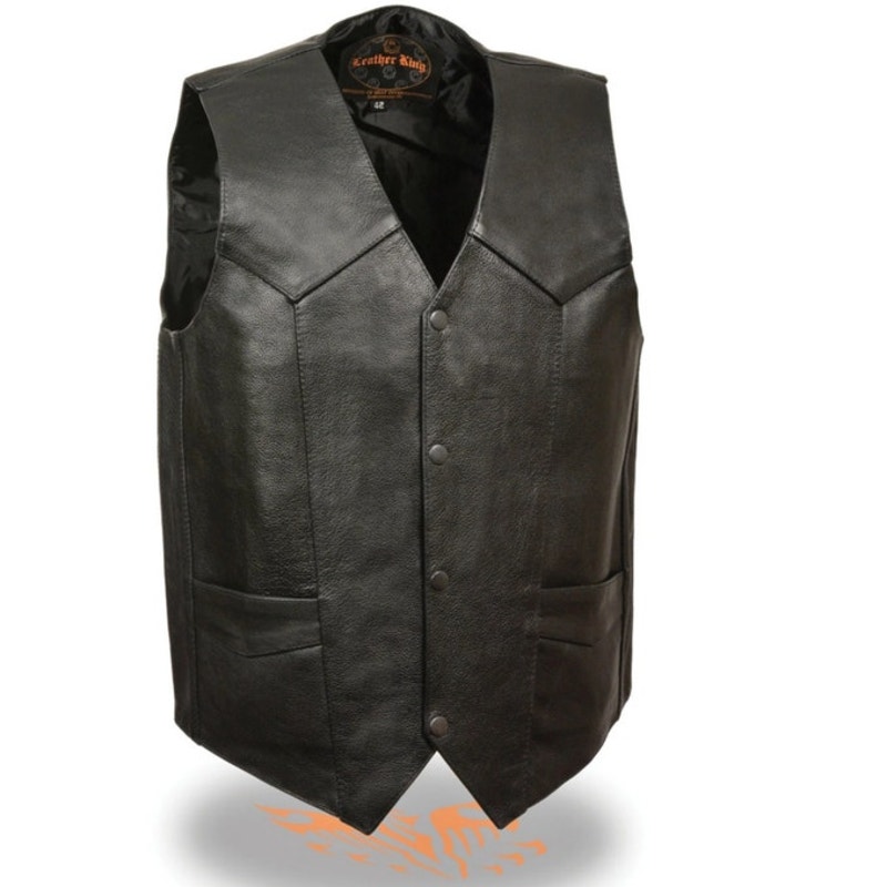 NWT Milwaukee Leather LKM3730 Black Leather Western Motorcycle Rider Vest