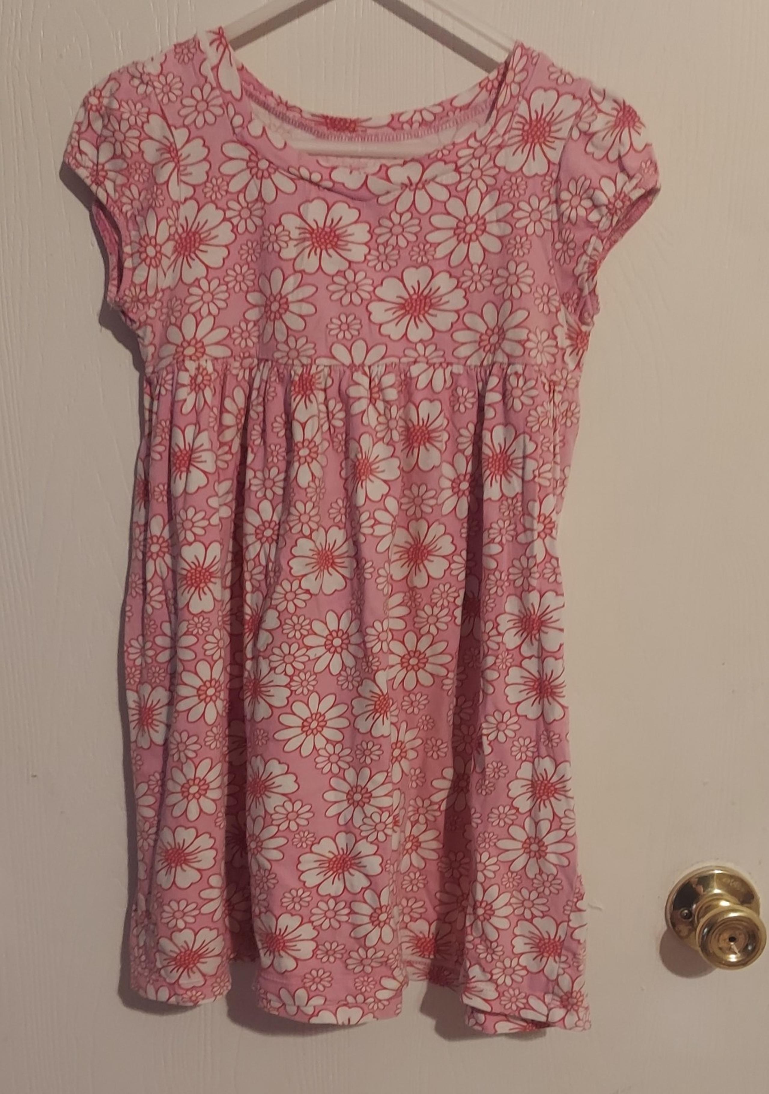 Carters pink floral flowers short sleeve dress