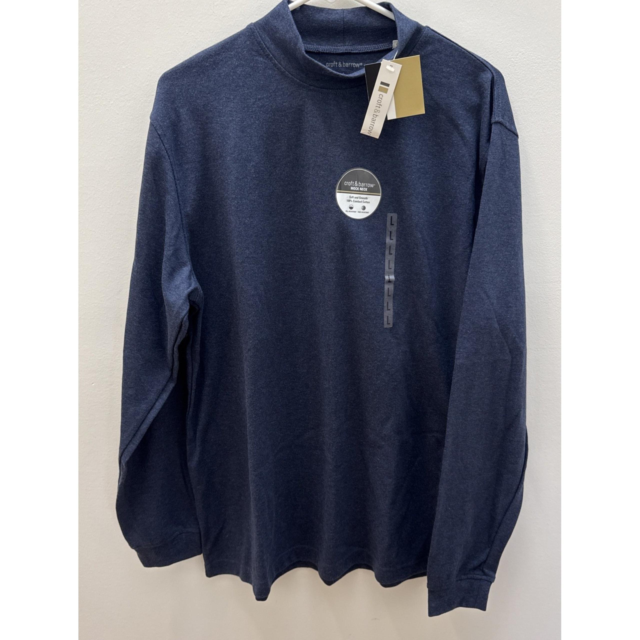 NWT Mens Croft & Barrow Blue Cotton Long Sleeve Sweater Size L