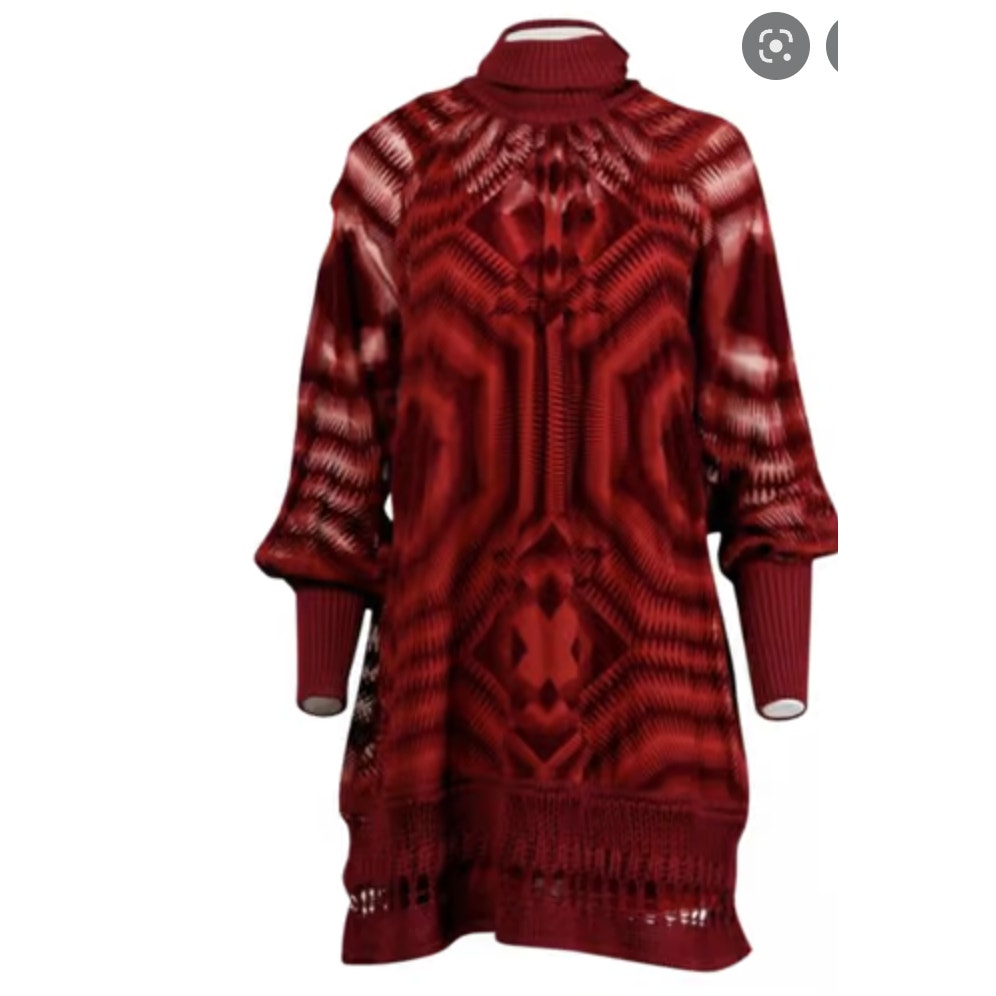 Jean Paul Gaultier Sheer Silk Devore Red Velvet & Knit Dress
